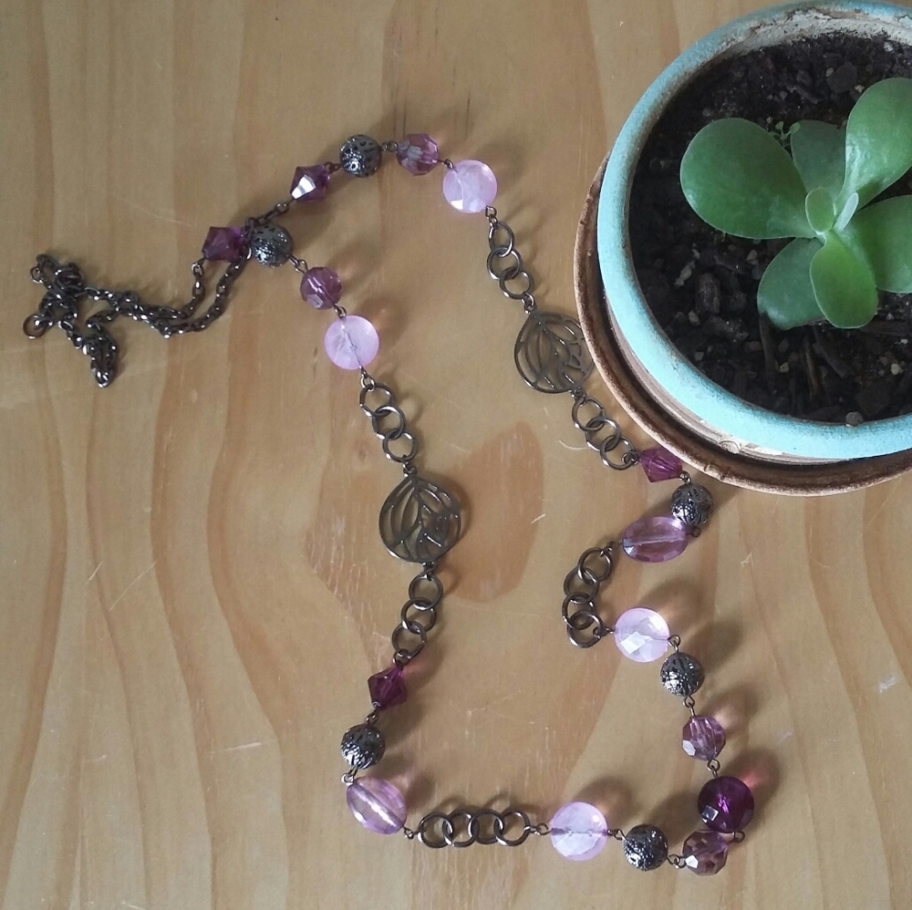 Long Purple & Black Necklace